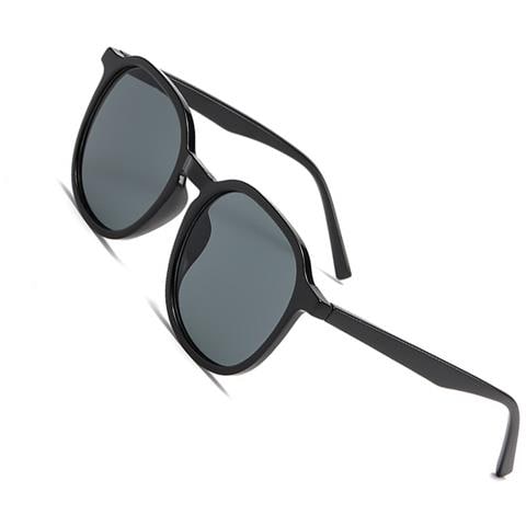 Occhiali Da Sole Oversize Con Montatura Nera E Lenti Grigio-nere - Foto 2