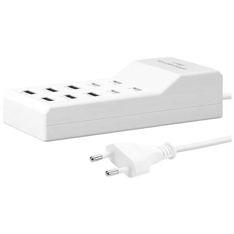 Stazione Di Ricarica Multiporta 4 Usb-c + 6 Usb 50w Cavo 1m Compatto, Bianco - Foto 5
