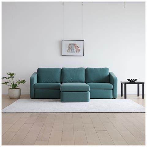 Konekt Divano Componibile 3 Posti Blu Con Pouf - Foto 2