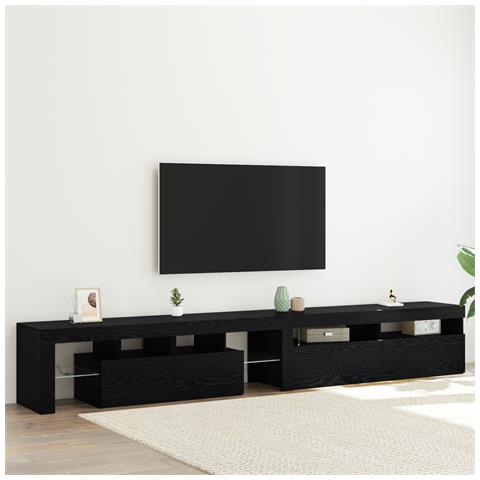 Mobile TV  2 pz con luci LED legno ingegnerizzato rovere nero, Mobile TV  con luci LED rovere nero 120x35x40 cm legno ingegnerizzato - Foto 2