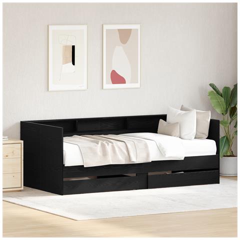 Daybed in Rovere Nero con Cassetti Rovere nero Legno ingegnerizzato - Foto 2