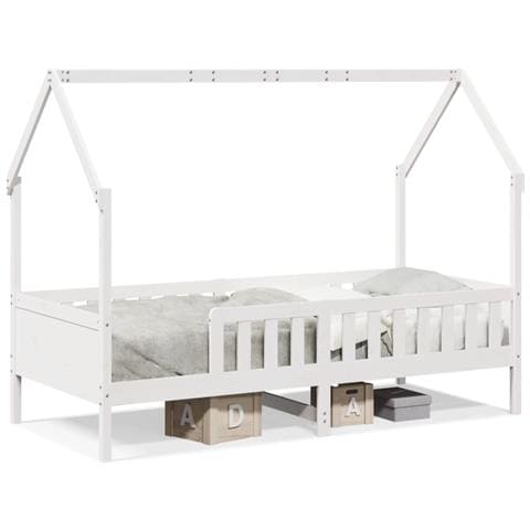 Giroletto Casetta Bambini Bianco 90x190 cm Legno Massello Pino - Foto 1