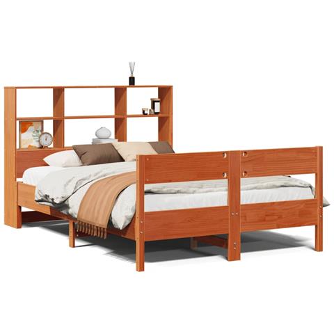 Letto Libreria senza Materasso Marrone Cera 120x190 cm in Pino - Foto 1