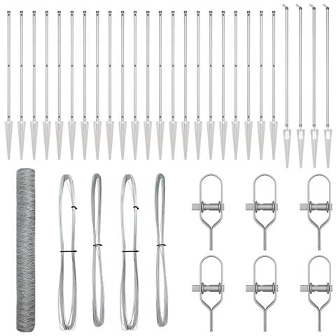 Recinzione esagonale 1.2x50 m in acciaio zincato, Pali per recinzione con picchetto 13 pcs Ø32 mm 140 cm in acciaio zincato - Foto 1