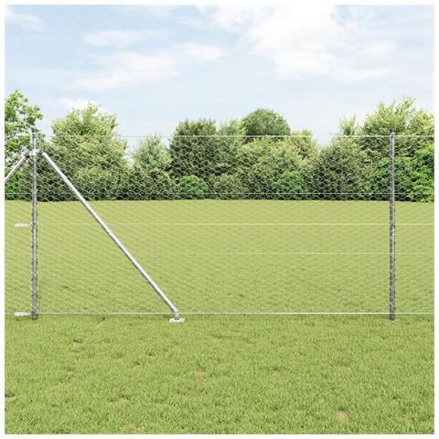 Recinzione esagonale 1.2x50 m in acciaio zincato, Pali per recinzione con picchetto 13 pcs Ø32 mm 140 cm in acciaio zincato - Foto 2