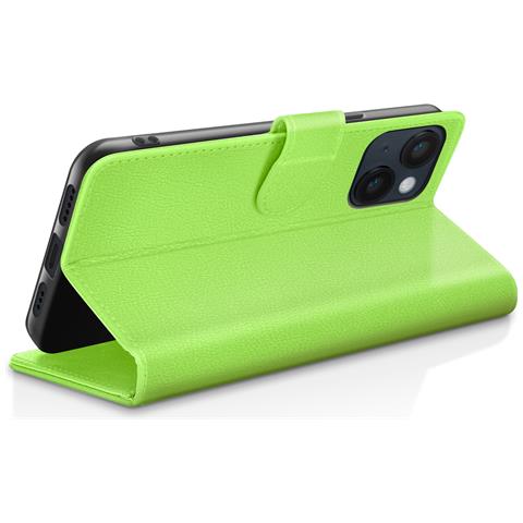 Custodia A Portafoglio Per Iphone 14 Plus Con Supporto E Linguetta Magnetica, Verde - Foto 5