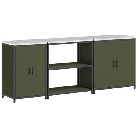 Set di Stoccaggio per Cucina 3 pcs Verde oliva 240 x 50 x 92 cm - Foto 1