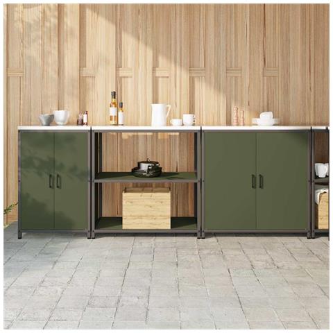 Set di Stoccaggio per Cucina 3 pcs Verde oliva 240 x 50 x 92 cm - Foto 2