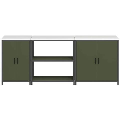 Set di Stoccaggio per Cucina 3 pcs Verde oliva 240 x 50 x 92 cm - Foto 9