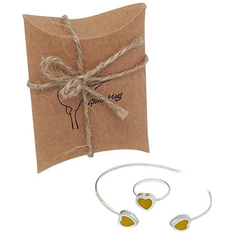 Bracciale E Anello Con Cuore In Argento 10µ Senape - Foto 1