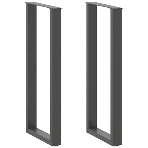 Gambe per tavolo da bar a forma di U 2 pz Antracite 40x(110-111) cm Acciaio - Foto 1