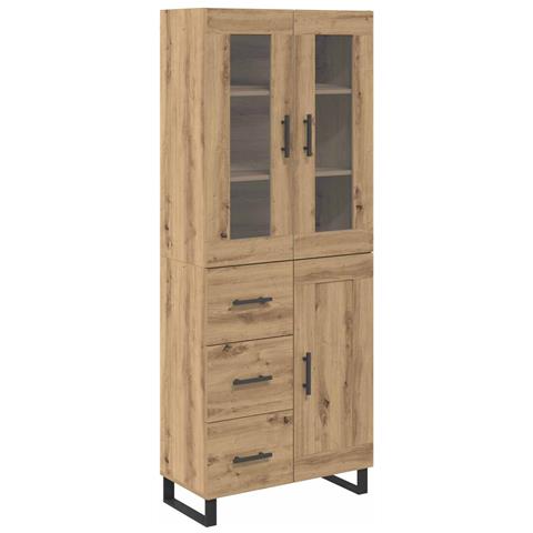 Credenza 2 pcs Rovere artigianale Legno Stratificato e Vetro - Foto 1