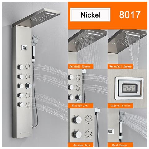 Pannello doccia Blackswan, modello M8017 nichelato con display digitale, bocca a cascata e funzioni SPA, misura 114 cm - Foto 2