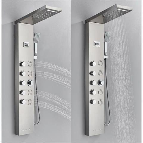 Pannello doccia Blackswan, modello M8017 nichelato con display digitale, bocca a cascata e funzioni SPA, misura 114 cm - Foto 4