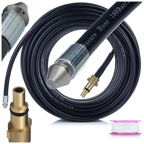 Tubo Di Pulizia Per Fognature 15m - Compatibile Con Idropulitrici Nilfisk, Lavor, Stihl | Pressione Max 160 Bar | Resistente E Flessibile - Foto 1