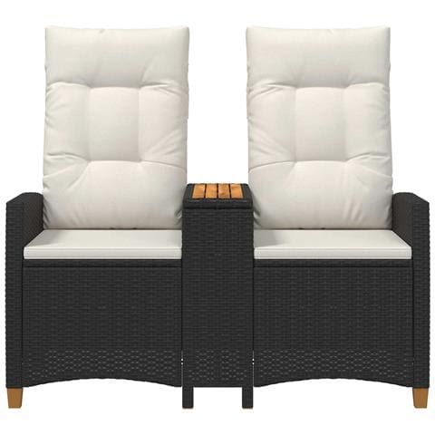 Panchina reclinabile con tavolo Nero e Bianco Crema polyrattan - Foto 2