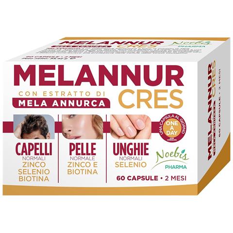 MelannurCres 60 Capsule - Mela Annurca, Astaxantina, Zinco, Rame, Selenio e Biotina - Capelli, Pelle e Unghie - Foto 1