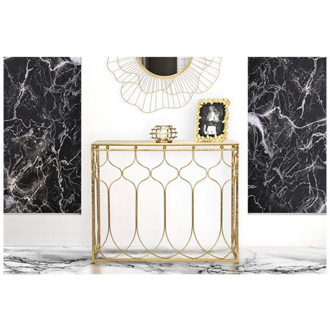 Tavolo Consolle Vkh613-oro-metallo-96,5x41x78 Cm - Foto 8