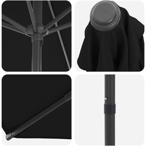 Ombrello da giardino 200 x 300 cm Poliestere Rettangolare Nero - Foto 7