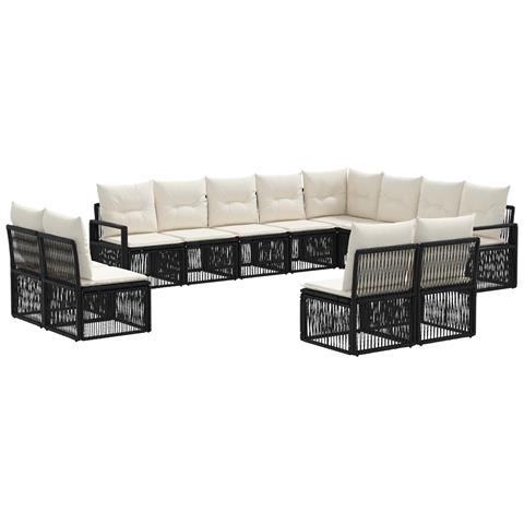 Set Divano da Giardino 12 pcs Nero polyrattan - Foto 1