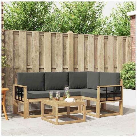 Set di divani da esterno con cuscino 5 pcs Bianco e Antracite - Foto 2