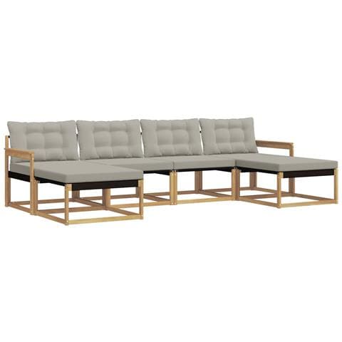 Set di divani da esterno 6 pcs Bianco e Grigio Chiaro - Foto 1