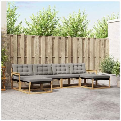 Set di divani da esterno 6 pcs Bianco e Grigio Chiaro - Foto 2