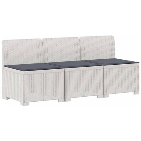 Divano da giardino 3 posti con cuscini in look rattan PP Bianco - Foto 1