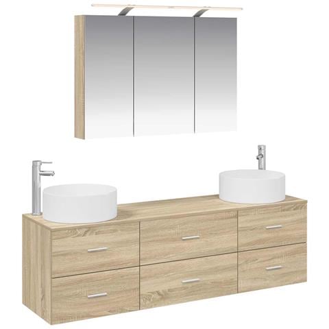 Set di mobili per il bagno 4 pcs Rovere Sonoma - Foto 1