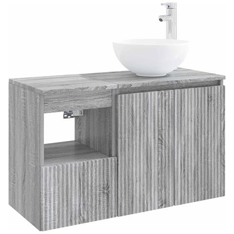 Set di mobili per il bagno 2 pz Sonoma grigio - Foto 1