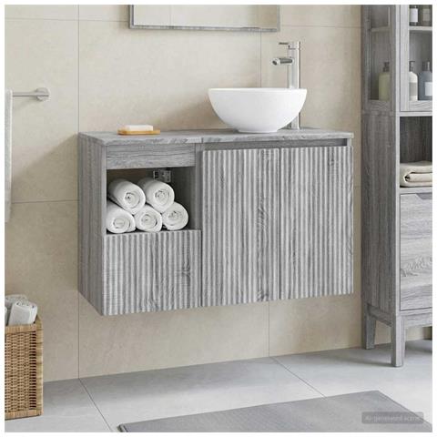 Set di mobili per il bagno 2 pz Sonoma grigio - Foto 10