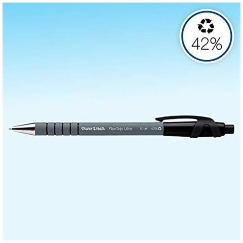 Flexgrip Ultra Retrattile Penne A Sfera Punta Media (10 Mm) Nero 5 Conte - Foto 2