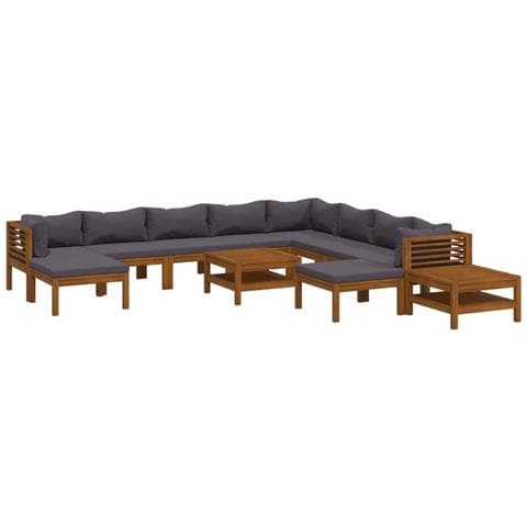 Set Divani Da Giardino 12 Pz Con Cuscini In Massello Di Acacia - Foto 1