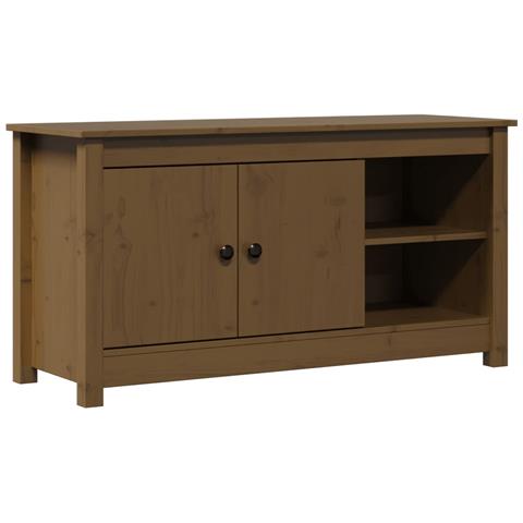Mobile Porta Tv Miele 103x36,5x52 Cm In Legno Massello Di Pino - Foto 2