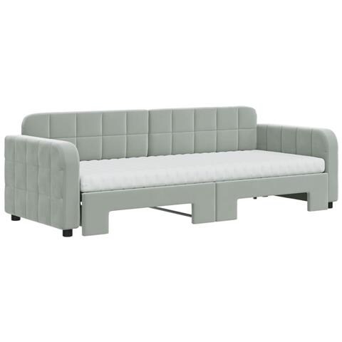 Divano Letto Estraibile Materassi Grigio Chiaro 80x200 Velluto - Foto 9
