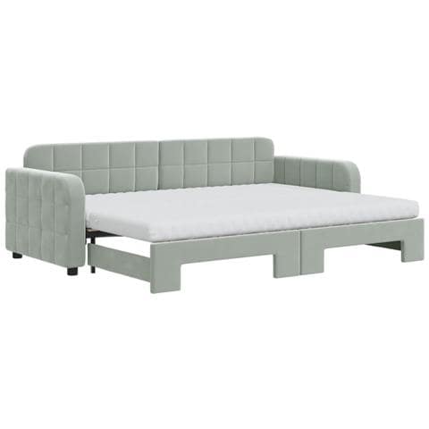 Divano Letto Estraibile Materassi Grigio Chiaro 80x200 Velluto - Foto 1