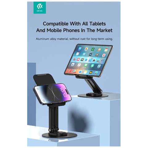 Supporto pieghevole in metallo con rotazione 360° per tablet - Foto 1