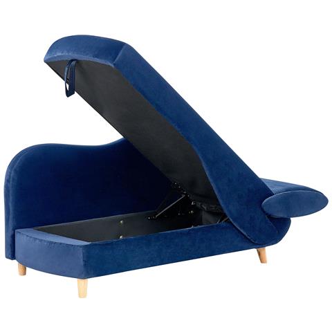 Chaise Longue Versione Destra Meri Velluto Blu Marino Con Contenitore - Foto 2