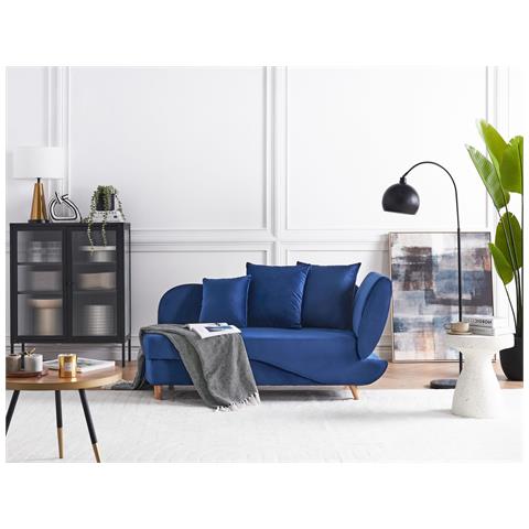 Chaise Longue Versione Destra Meri Velluto Blu Marino Con Contenitore - Foto 7