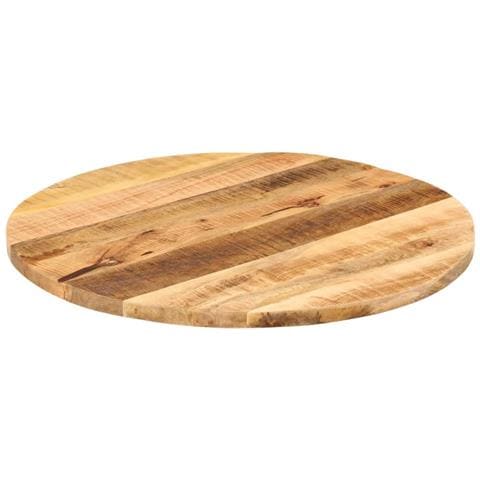 Piano Per Tavolo 70x2,5cm Rotondo Legno Massello Grezzo Mango - Foto 2