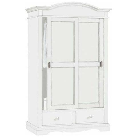 Armadio Arte Povera 2 Ante Scorrevoli Shabby Legno Bianco 122x60x200 - Foto 1
