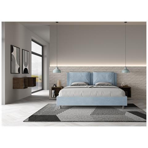 Letto Contenitore Imbottito 180x200 Microfibra Azzurro Antea - Foto 2