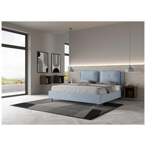 Letto Contenitore Imbottito 180x200 Microfibra Azzurro Antea - Foto 4
