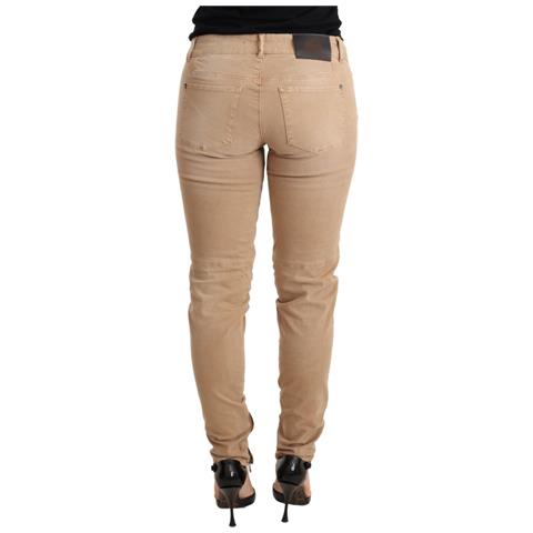 Jeans Cotone Pantaloni Skinny Denim Marrone Vita Bassa - W27 - Foto 3