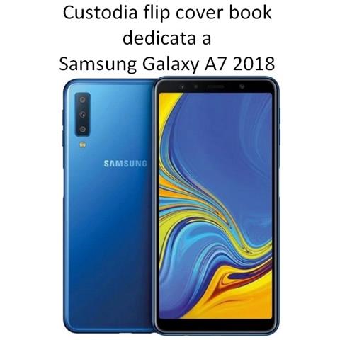 Custodia A Libro Book Cover Case Per Samsung Galaxy A7 (2018) Black - Foto 2