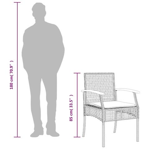 Set da Bistr? 3 pz con Cuscini Beige Polyrattan e Legno Acacia - Foto 10