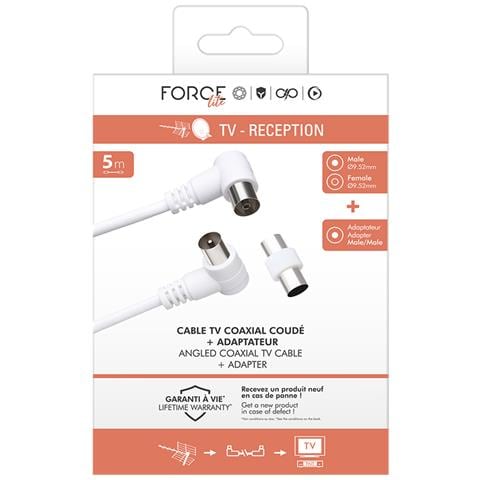 Cavo Tv Coassiale 9,52 Mm Angolato Maschio/femmina 5 M Con Adattatore Maschio/maschio, Bianco - Foto 5