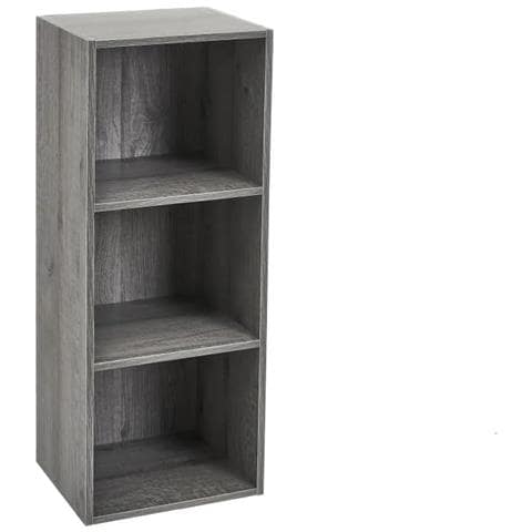 Libreria Scaffale A 3 Ripiani In Legno Di Truciolato Da 12 Mm, 4 Ripiani Aperti, Finitura Grigio, Mobile Verticale Per Soggiorno. (3 Ripiani) - Foto 1