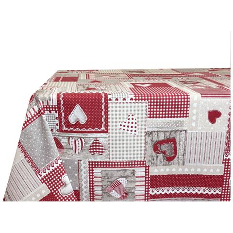 Tovaglia Per Salotto Cucina Tavolo 100% Cotone Made In Italy Aprica Rp 140x240 Rosso - Foto 5