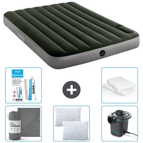 Set Materassino Gonfiabile - 191x137x25 Cm - Verde - Include Accessori Coordinati Cb10 - Foto 1